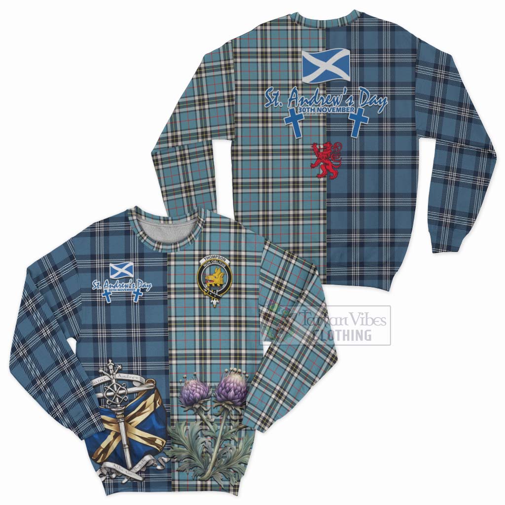 Tartan Vibes Clothing Thompson (Thomson) Tartan Sweatshirt Happy St. Andrew's Day Half Tartan Style