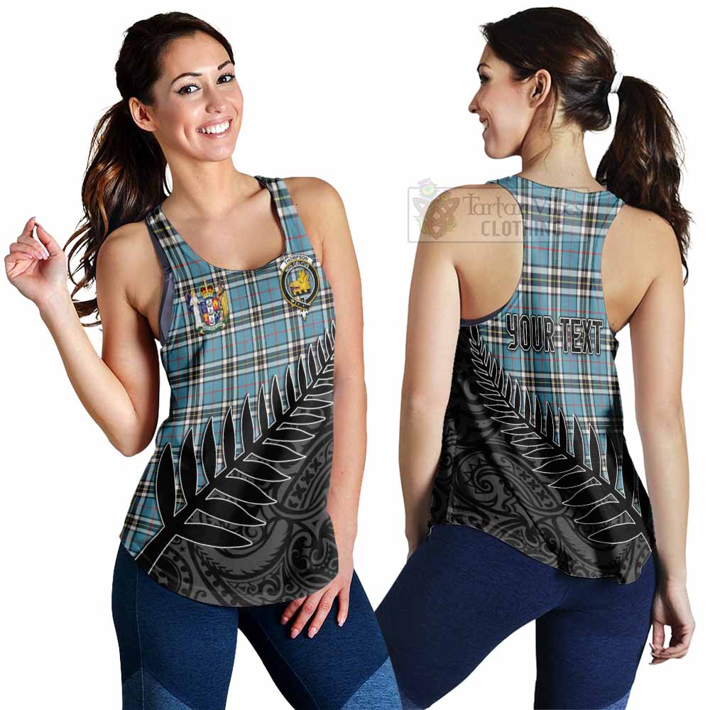 Tartan Vibes Clothing Thompson (Thomson) Crest Tartan Women's Racerback Tanks with New Zealand Silver Fern Half Style