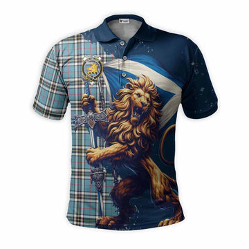 Tartan Vibes Clothing Thompson (Thomson) Tartan Family Crest Men's Polo Shirt with Scottish Majestic Lion