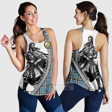 Tartan Vibes Clothing Thompson (Thomson) Tartan Clan Crest Women's Racerback Tanks with Highlander Warrior Celtic Style