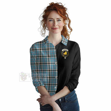 Tartan Vibes Clothing Thompson (Thomson) Tartan Women's Casual Shirt with Family Crest and Half Of Me Style