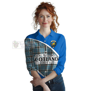 Tartan Vibes Clothing Thompson (Thomson) Family Crest Tartan Women's Casual Shirt Celebrate Saint Andrew's Day in Style