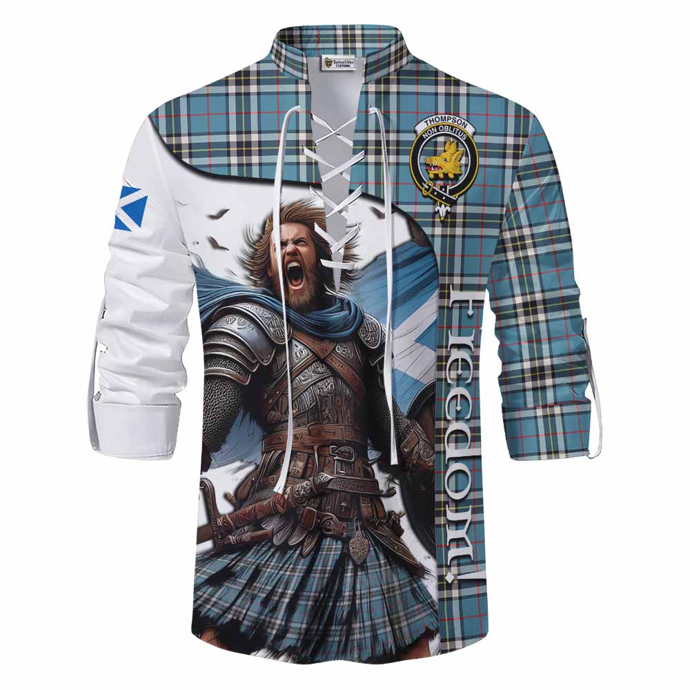 Tartan Vibes Clothing Thompson (Thomson) Crest Tartan Ghillie Kilt Shirt Inspired by the Freedom of Scottish Warrior