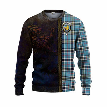 Tartan Vibes Clothing Thompson (Thomson) Tartan Family Crest Knitted Sweater Alba Gu Brath Be Brave Lion Ancient Style