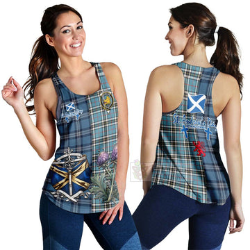 Tartan Vibes Clothing Thompson (Thomson) Tartan Women's Racerback Tanks Happy St. Andrew's Day Half Tartan Style