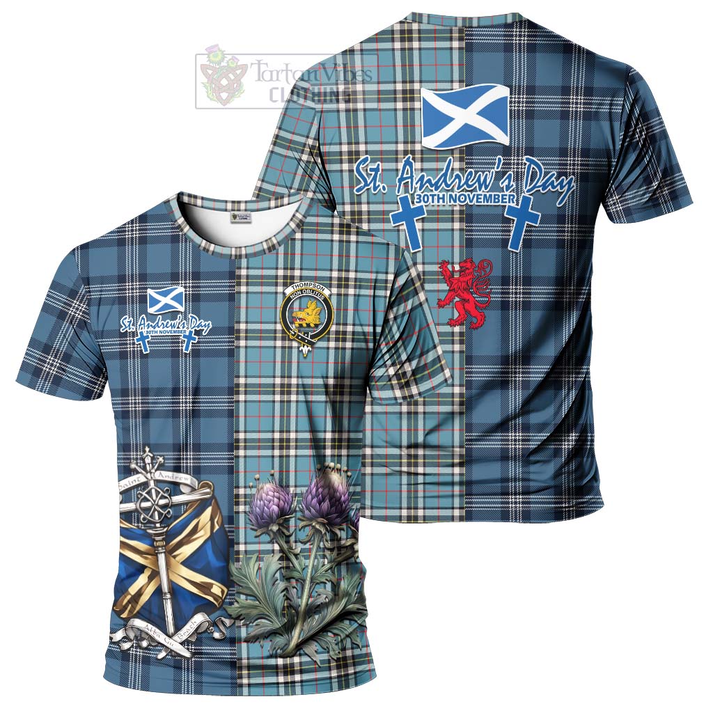 Tartan Vibes Clothing Thompson (Thomson) Tartan T-Shirt Happy St. Andrew's Day Half Tartan Style