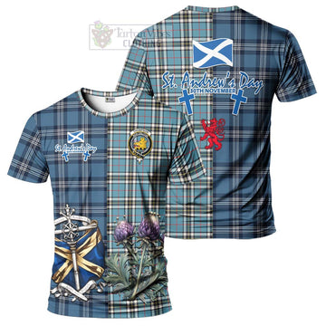 Tartan Vibes Clothing Thompson (Thomson) Tartan T-Shirt Happy St. Andrew's Day Half Tartan Style