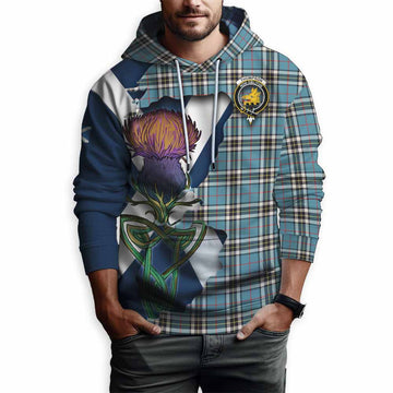 Tartan Vibes Clothing Thompson (Thomson) Tartan Family Crest Hoodie Scottish Thistle Celtic Inspired