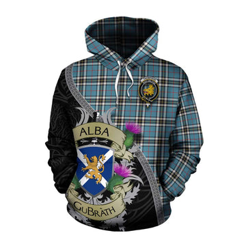 Tartan Vibes Clothing Thompson (Thomson) Tartan Family Crest Cotton Hoodie Lion Rampant Royal Thistle Shield Celtic Inspired