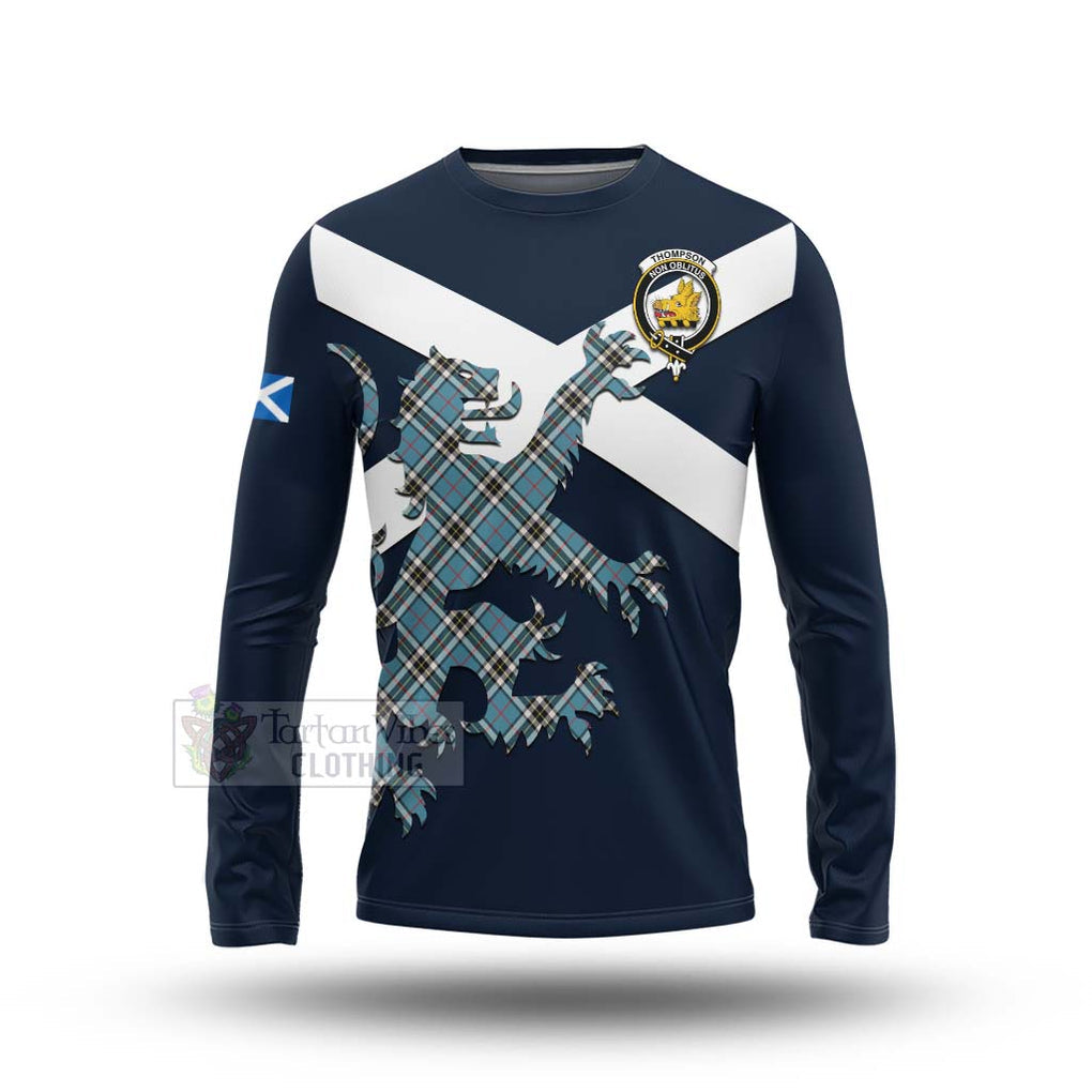 Tartan Vibes Clothing Thompson (Thomson) Tartan Lion Rampant Long Sleeve T-Shirt – Proudly Display Your Heritage with Alba Gu Brath and Clan Name