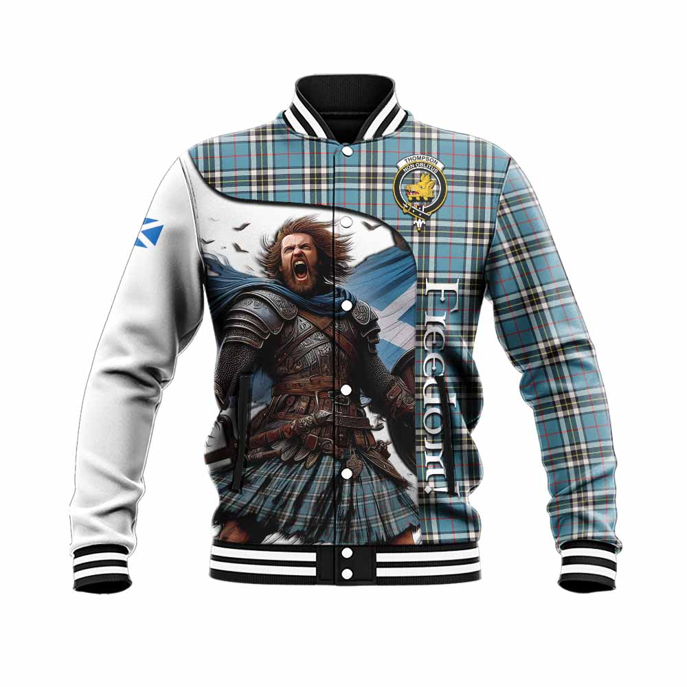 Tartan Vibes Clothing Thompson (Thomson) Crest Tartan Baseball Jacket Inspired by the Freedom of Scottish Warrior
