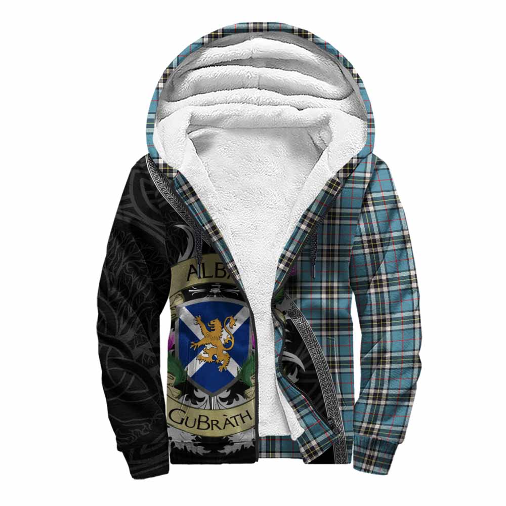 Tartan Vibes Clothing Thompson (Thomson) Tartan Family Crest Sherpa Hoodie Lion Rampant Royal Thistle Shield Celtic Inspired