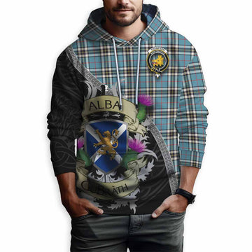 Tartan Vibes Clothing Thompson (Thomson) Tartan Family Crest Hoodie Lion Rampant Royal Thistle Shield Celtic Inspired