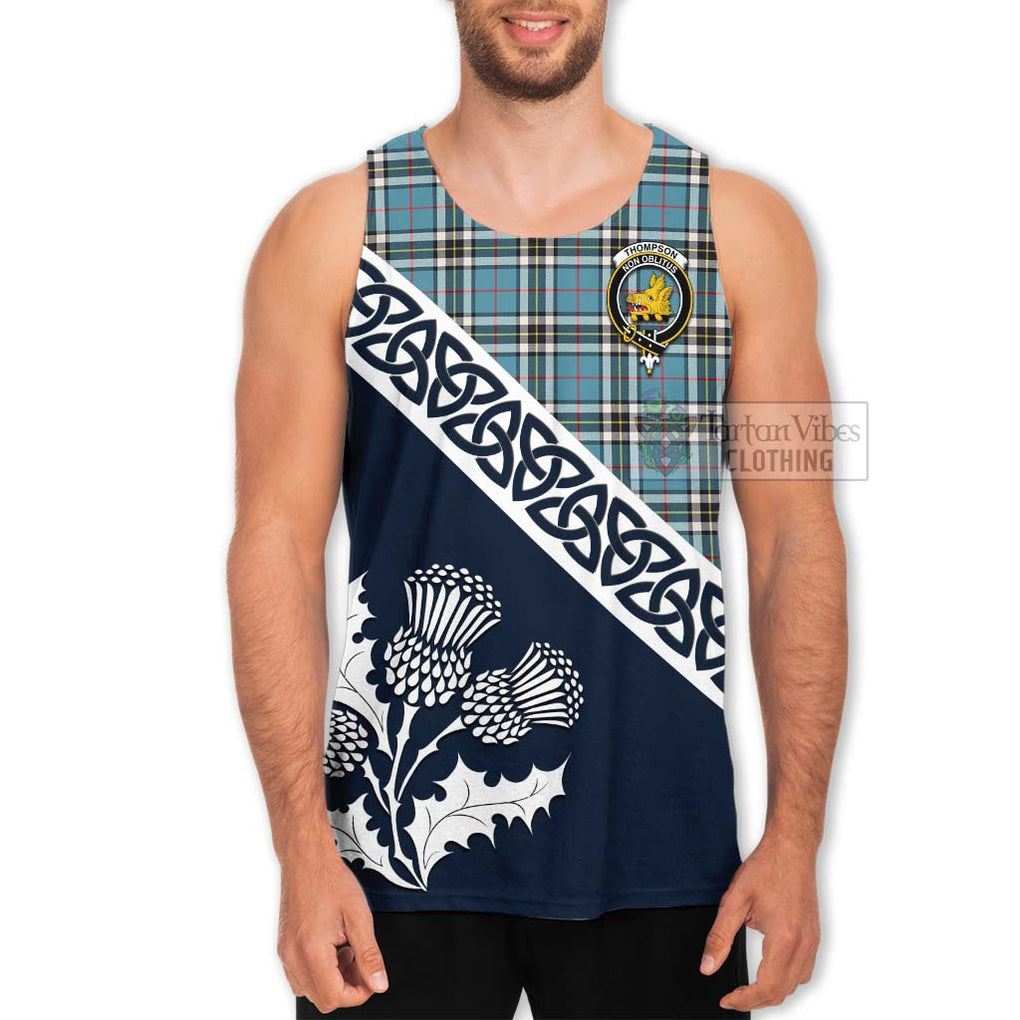 Tartan Vibes Clothing Thompson (Thomson) Tartan Men's Tank Top Featuring Thistle and Scotland Map