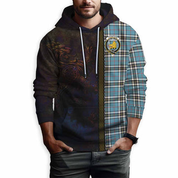 Tartan Vibes Clothing Thompson (Thomson) Tartan Family Crest Hoodie Alba Gu Brath Be Brave Lion Ancient Style