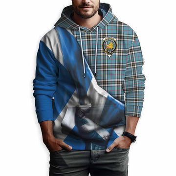 Tartan Vibes Clothing Thompson (Thomson) Tartan Hoodie with Family Crest Scotland Patriotic Style