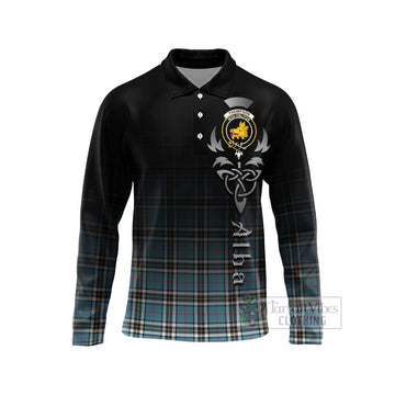 Tartan Vibes Clothing Thompson (Thomson) Tartan Long Sleeve Polo Shirt Featuring Alba Gu Brath Family Crest Celtic Inspired