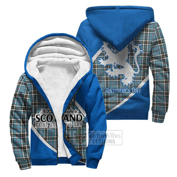 Tartan Vibes Clothing Thompson (Thomson) Family Crest Tartan Sherpa Hoodie Celebrate Saint Andrew's Day in Style
