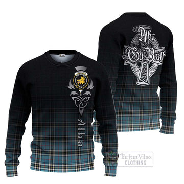 Tartan Vibes Clothing Thompson (Thomson) Tartan Knitted Sweater Featuring Alba Gu Brath Family Crest Celtic Inspired