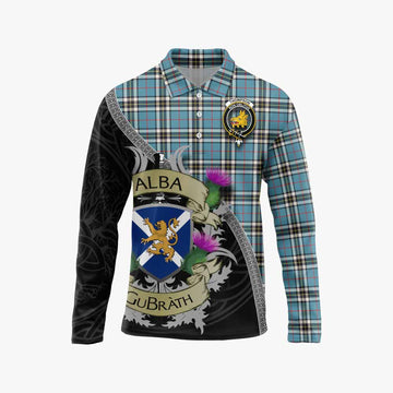 Tartan Vibes Clothing Thompson (Thomson) Tartan Family Crest Long Sleeve Polo Shirt Lion Rampant Royal Thistle Shield Celtic Inspired