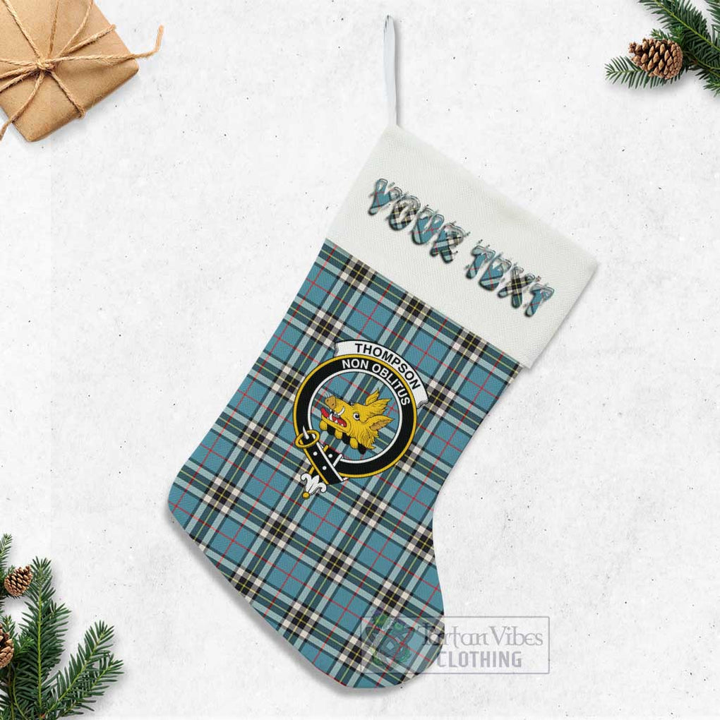 Tartan Vibes Clothing Thompson (Thomson) Tartan Family Crest Christmas Stocking with Personalized Text