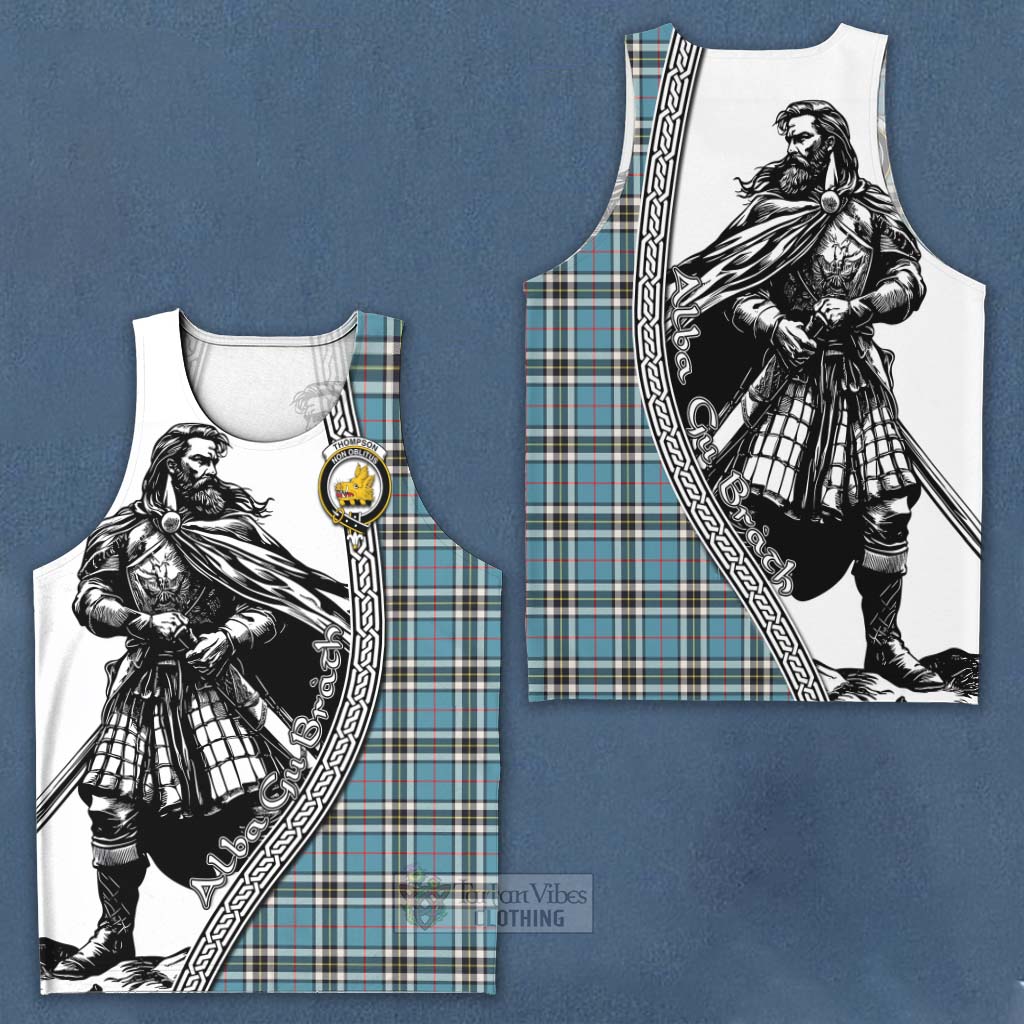 Tartan Vibes Clothing Thompson (Thomson) Tartan Clan Crest Men's Tank Top with Highlander Warrior Celtic Style