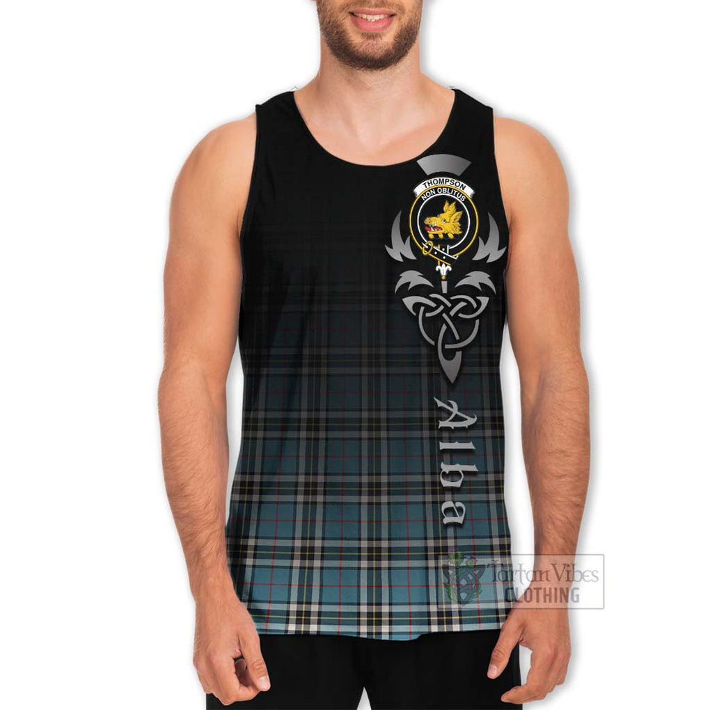 Tartan Vibes Clothing Thompson (Thomson) Tartan Men's Tank Top Featuring Alba Gu Brath Family Crest Celtic Inspired