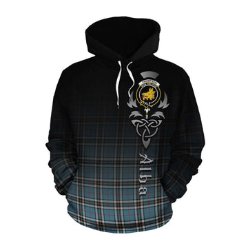 Tartan Vibes Clothing Thompson (Thomson) Tartan Cotton Hoodie Featuring Alba Gu Brath Family Crest Celtic Inspired