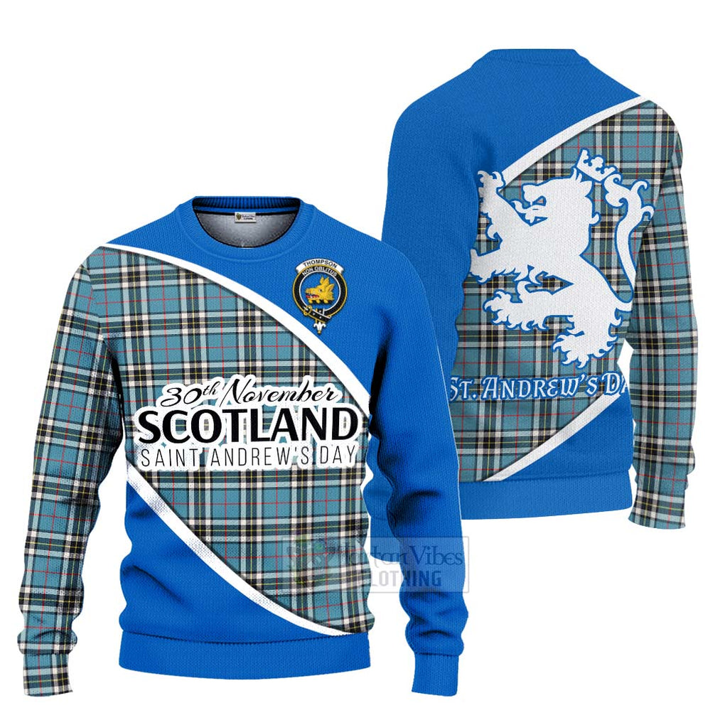 Tartan Vibes Clothing Thompson (Thomson) Family Crest Tartan Knitted Sweater Celebrate Saint Andrew's Day in Style