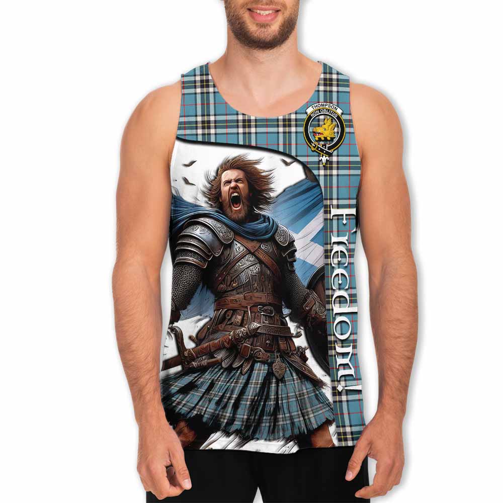 Tartan Vibes Clothing Thompson (Thomson) Crest Tartan Men's Tank Top Inspired by the Freedom of Scottish Warrior