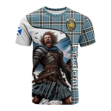 Tartan Vibes Clothing Thompson (Thomson) Crest Tartan Cotton T-shirt Inspired by the Freedom of Scottish Warrior