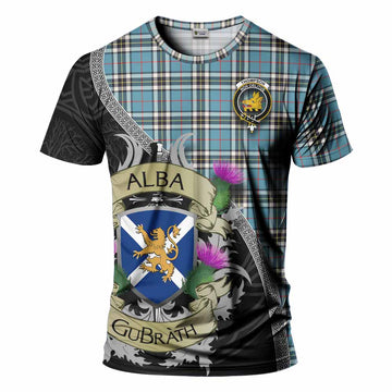 Tartan Vibes Clothing Thompson (Thomson) Tartan Family Crest T-Shirt Lion Rampant Royal Thistle Shield Celtic Inspired