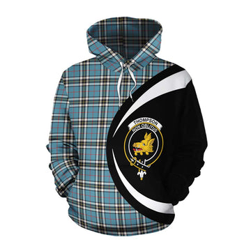 Tartan Vibes Clothing Thompson (Thomson) Tartan Cotton Hoodie with Family Crest Circle Style