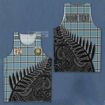 Tartan Vibes Clothing Thompson (Thomson) Crest Tartan Men's Tank Top with New Zealand Silver Fern Half Style