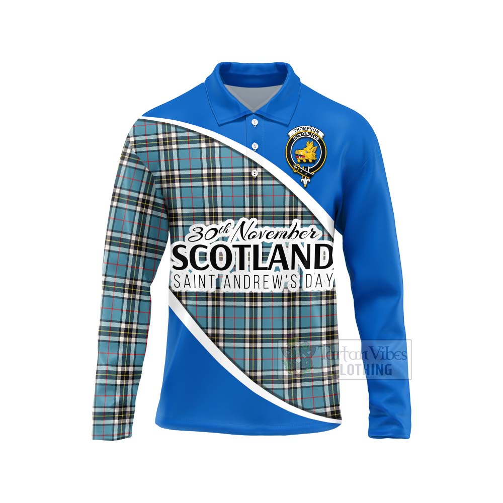 Tartan Vibes Clothing Thompson (Thomson) Family Crest Tartan Long Sleeve Polo Shirt Celebrate Saint Andrew's Day in Style
