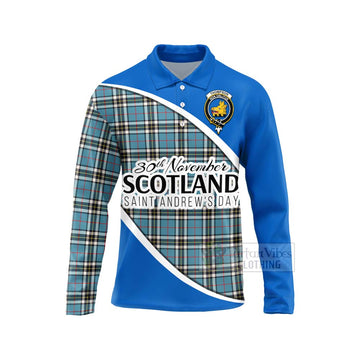 Tartan Vibes Clothing Thompson (Thomson) Family Crest Tartan Long Sleeve Polo Shirt Celebrate Saint Andrew's Day in Style
