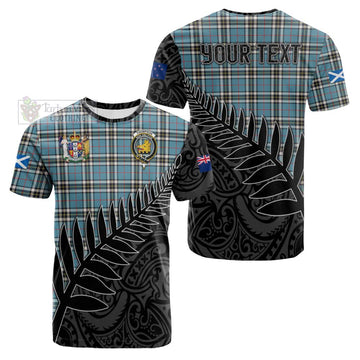 Tartan Vibes Clothing Thompson (Thomson) Crest Tartan Cotton T-shirt with New Zealand Silver Fern Half Style