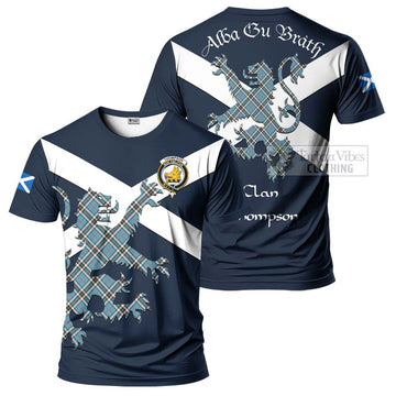 Tartan Vibes Clothing Thompson (Thomson) Tartan Lion Rampant T-Shirt – Proudly Display Your Heritage with Alba Gu Brath and Clan Name