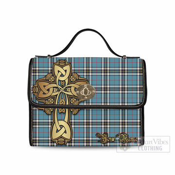 Tartan Vibes Clothing Thompson (Thomson) Tartan Waterproof Canvas Bag Golden Thistle Celtic Cross Style