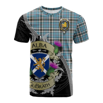 Tartan Vibes Clothing Thompson (Thomson) Tartan Family Crest Cotton T-shirt Lion Rampant Royal Thistle Shield Celtic Inspired