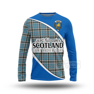 Tartan Vibes Clothing Thompson (Thomson) Family Crest Tartan Long Sleeve T-Shirt Celebrate Saint Andrew's Day in Style