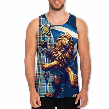 Tartan Vibes Clothing Thompson (Thomson) Tartan Family Crest Men's Tank Top with Scottish Majestic Lion