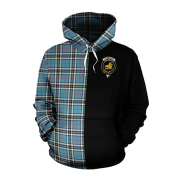 Tartan Vibes Clothing Thompson (Thomson) Tartan Cotton Hoodie with Family Crest and Half Of Me Style