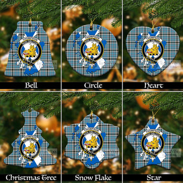 Thompson (Thomson) Tartan Christmas Ceramic Ornaments with Family Crest and Scotland Map