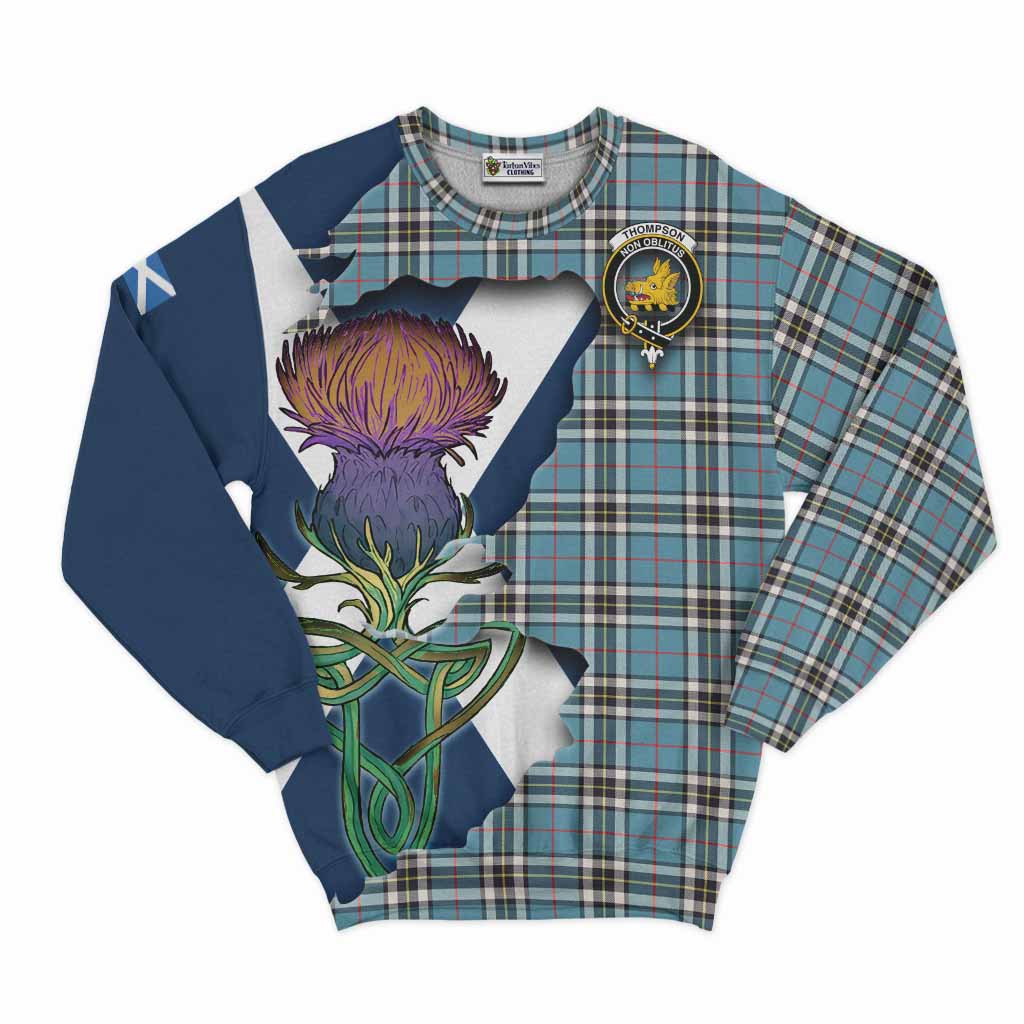 Tartan Vibes Clothing Thompson (Thomson) Tartan Family Crest Sweatshirt Scottish Thistle Celtic Inspired
