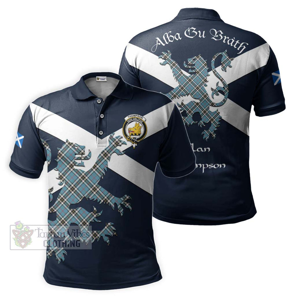 Tartan Vibes Clothing Thompson (Thomson) Tartan Lion Rampant Polo Shirt – Proudly Display Your Heritage with Alba Gu Brath and Clan Name