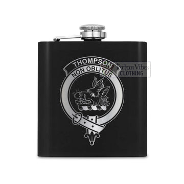 Thompson (Thomson) Crest Hip Flask Set 7oz Black Stainless Steel with A Gift Box One Size 7oz - 2D-tartanvibesclothing