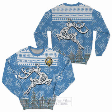 Tartan Vibes Clothing Thompson (Thomson) Clan Christmas Sweatshirt Celtic Reindeer Style