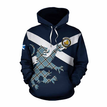 Tartan Vibes Clothing Thompson (Thomson) Tartan Lion Rampant Cotton Hoodie Proudly Display Your Heritage with Alba Gu Brath and Clan Name