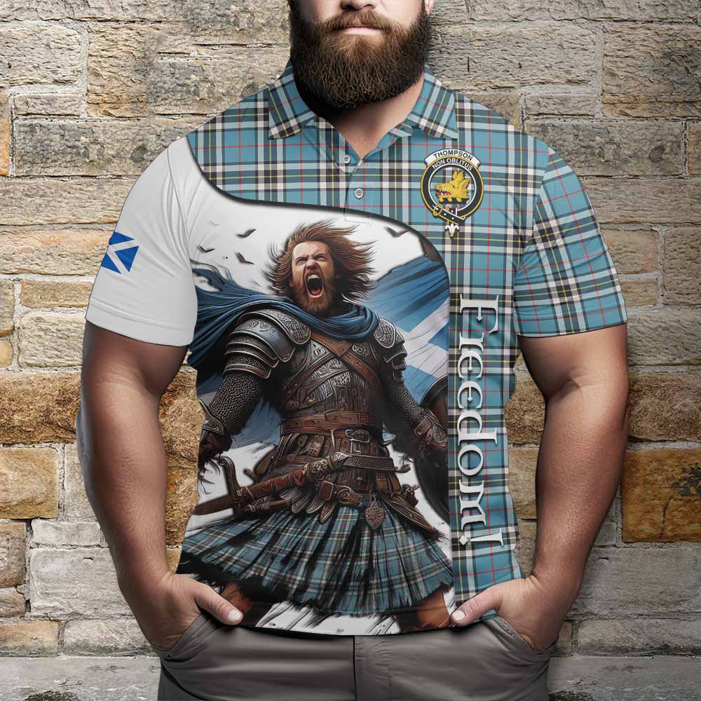 Tartan Vibes Clothing Thompson (Thomson) Crest Tartan Polo Shirt Inspired by the Freedom of Scottish Warrior